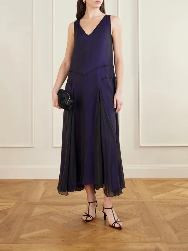 KALLMEYER Millie asymmetric pleated silk-chiffon dress in Purple, photo 2 of 2 from NET-A-PORTER (Canada)