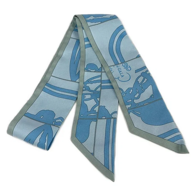 Hermès Scarf Twilly Light Blue Gray Ribbon Brides de Gala in Blue from The Reluxe