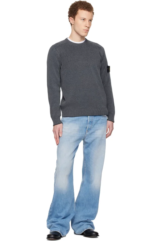 Stone Island Gray 5100033 Plated Rib Cotton Bouclé Sweater, photo 5 of 5 from SSENSE