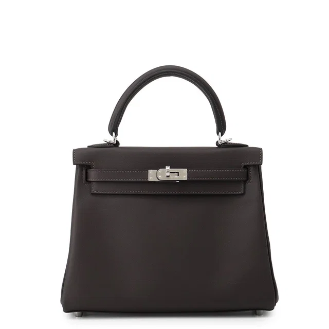 Hermès Kelly Retourne Ebene Swift Leather Size 25 in Brown Swift leather from GALLERY RARE