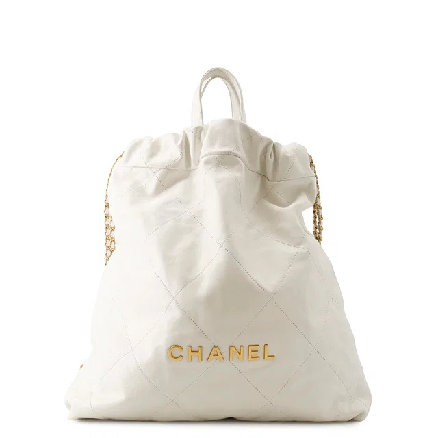 Chanel CHANEL22 Backpack WhiteAS3313 Shiny Calf Leather Size Large in Calfskin from GALLERY RARE