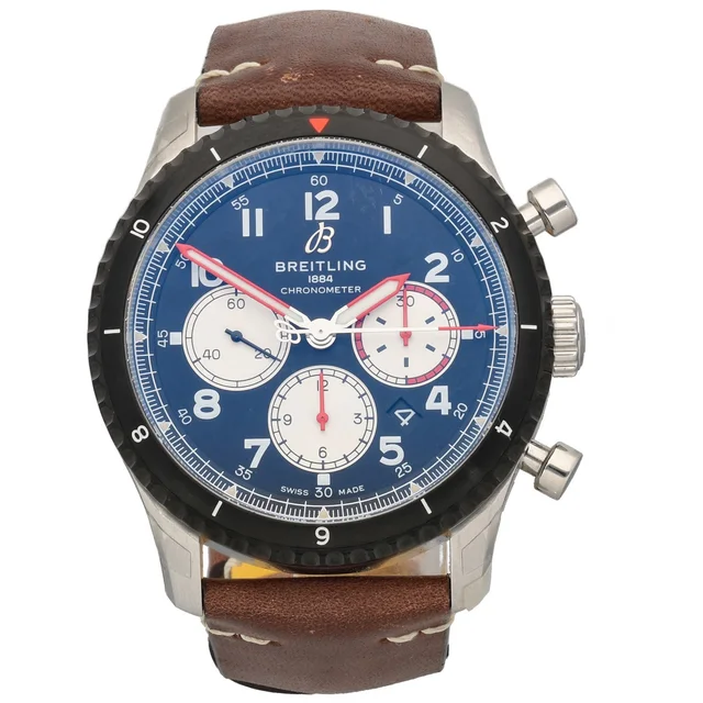 Breitling Aviator 8 AB0119 43mm Stainless Steel Watch in Leather from H&T