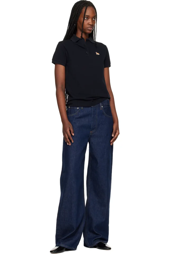 Maison Kitsuné Black Baby Fox Regular Polo, photo 4 of 4 from SSENSE
