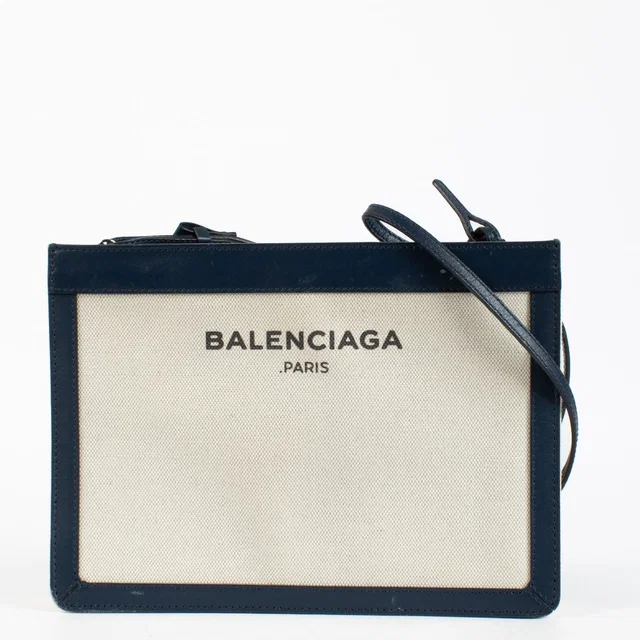 Balenciaga White Canvas Pochette Bag in White Canvas from Labellov