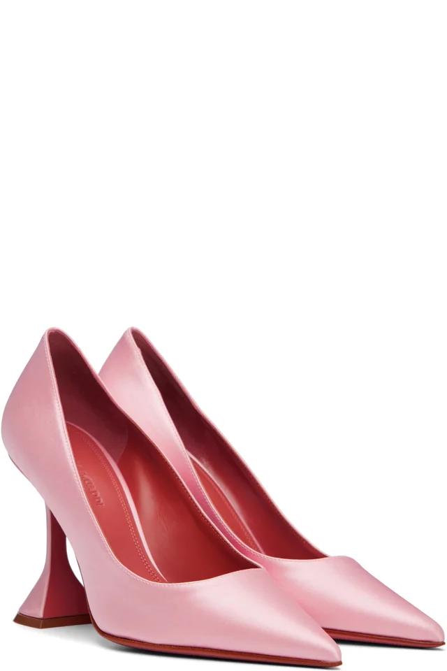 Amina Muaddi Pink Ami 95 Heels, photo 4 of 5 from SSENSE
