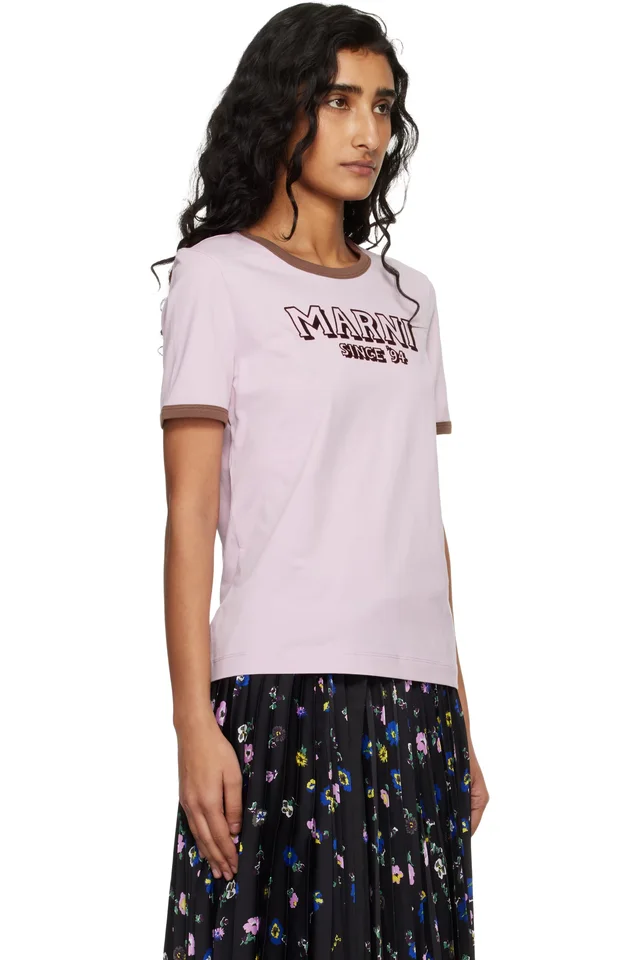Marni Pink Flock Print Jersey T-shirt, photo 2 of 4 from SSENSE