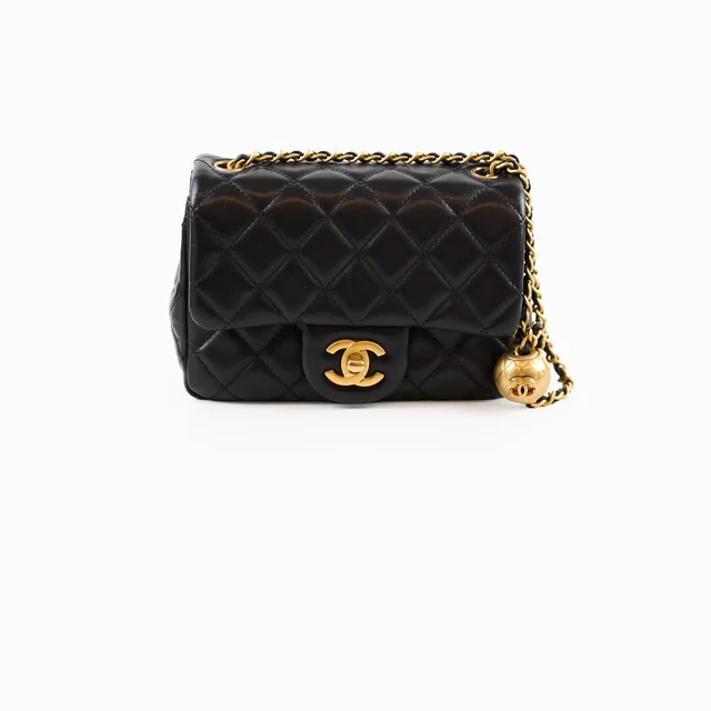Chanel Pearl Crush Black Lambskin GHW Microchip in Black Lambskin from The Purse Affair