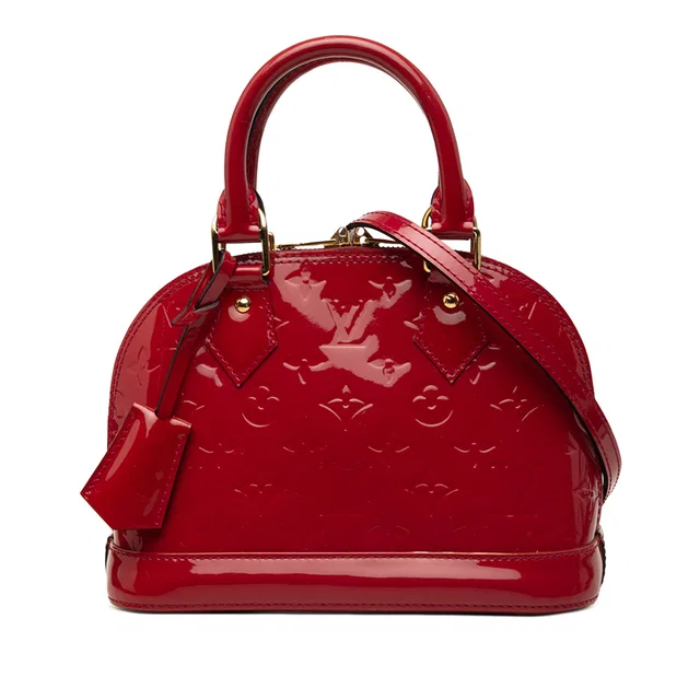 Red Louis Vuitton Monogram Vernis Alma BB Satchel in Red Leather from Designer Revival