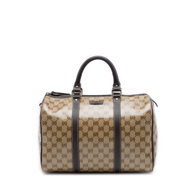 Beige Gucci Medium GG Crystal Joy Boston Bag in Beige Coated canvas from Designer Revival