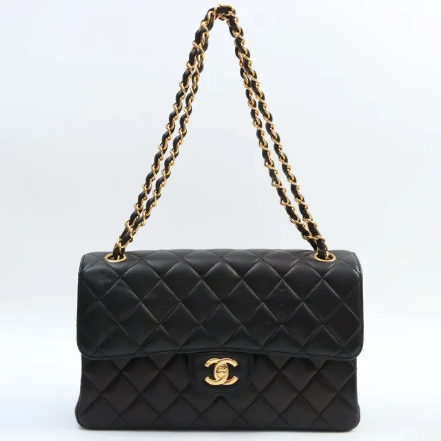Chanel Circa 1997 W-Face CC Turnlock Chain Shoulder Bag, Black in Black Lambskin from VINTAGE QOO TOKYO, photo 2 of 18