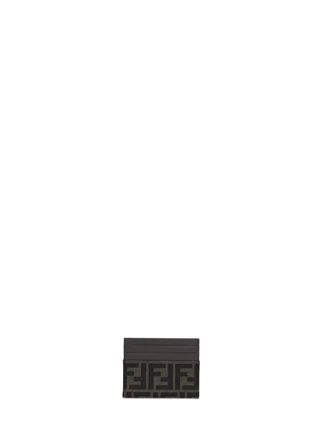 Fendi Ff Jacquard Card Case — Black Polyester Wallets & Cardholders in Black Calfskin from HEWI