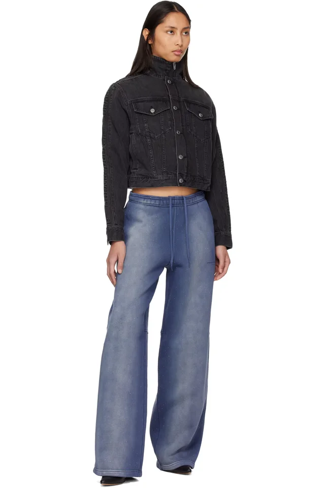 Alexander Wang Navy Allover Hotfix Mid-Rise Sweatpants, photo 4 of 4 from SSENSE