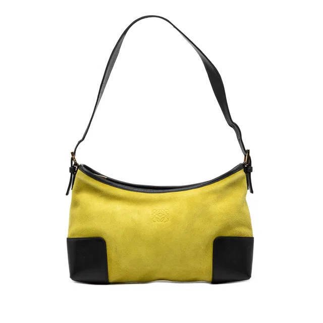 Yellow LOEWE Suede Anagram Shoulder Bag in Yellow Suede from Designer Revival
