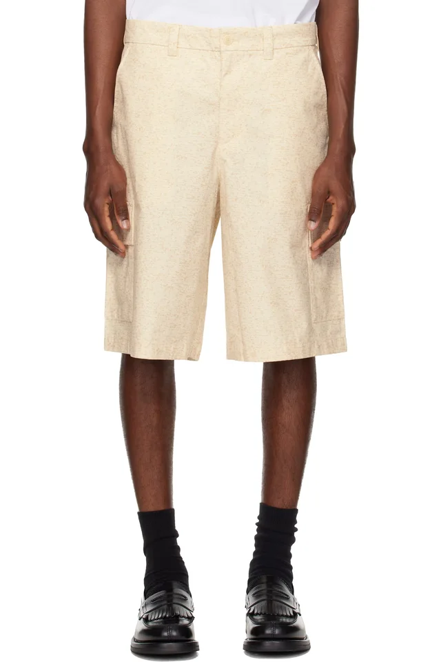 Beige Straight Fit Printed Bermuda Shorts, image 1 of 1 from SSENSE