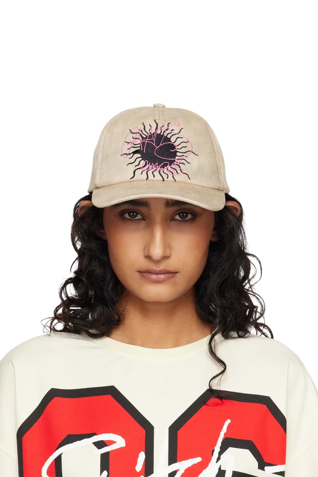 Beige Marble Denim Baseball Cap, image 1 of 1 from SSENSE