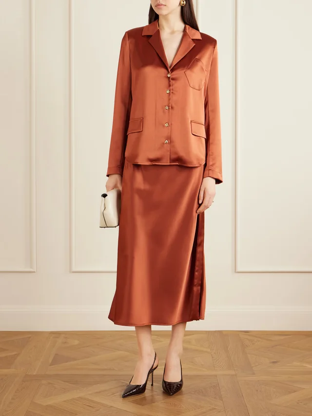 VIOLANTE NESSI Joli satin blouse in Orange, photo 2 of 2 from NET-A-PORTER (Canada)
