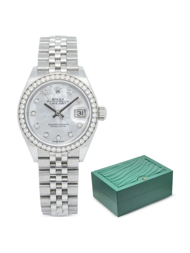 Rolex pre-owned Datejust 41mm - women - stainless steel/18kt White Gold/Diamond - One Size - Grey in gray from Farfetch