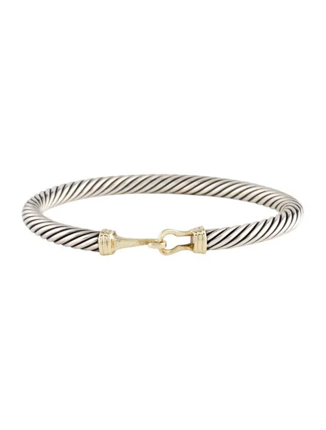 David Yurman Two-Tone Buckle Classic Cable Bracelet, 6.5" in multicolor from The RealReal