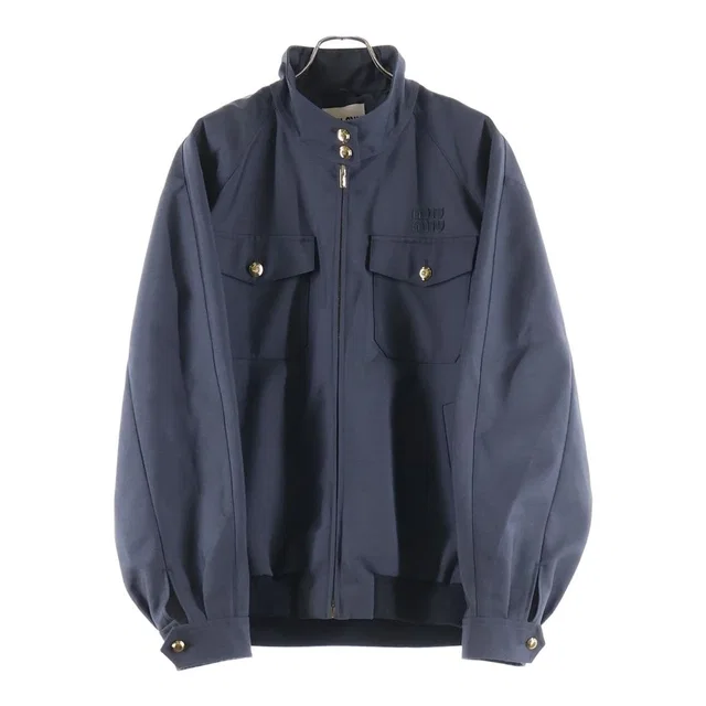 Miu Miu Embroidered Logo Jacket Embroidery Gray in Grey from The Reluxe