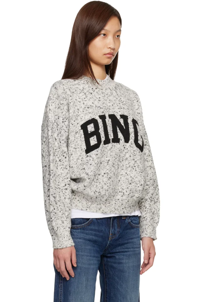 ANINE BING Gray Sydney Crew 'Bing' Sweater, photo 2 of 4 from SSENSE