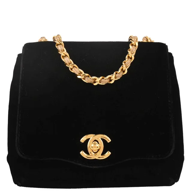 Chanel 1994-1996 Black Velvet Shoulder Bag in Black Velvet from AMORE Vintage Tokyo