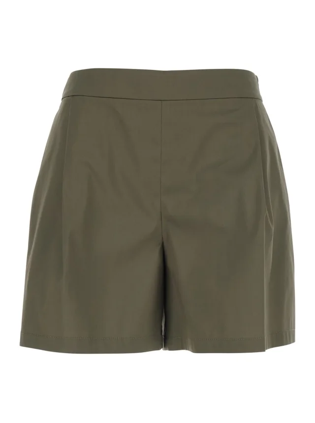 Green Women's Shorts with Semi-Elasticated Waist and Side Closure in Cotton Blend in Green, image 1 of 1 from Gaudenzi Boutique