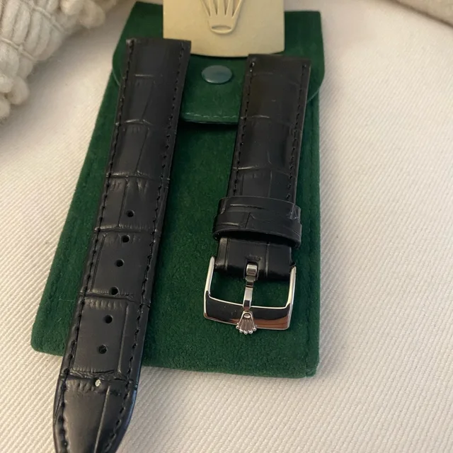 Rolex Black Leather Strap With Silver Buckle 20mm in gray|silver|black Leather from Poshmark