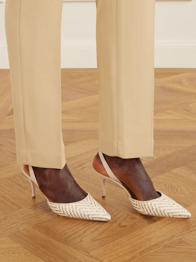 MANOLO BLAHNIK Carolyne 70 raffia slingback pumps in Beige, photo 2 of 2 from NET-A-PORTER (Canada)