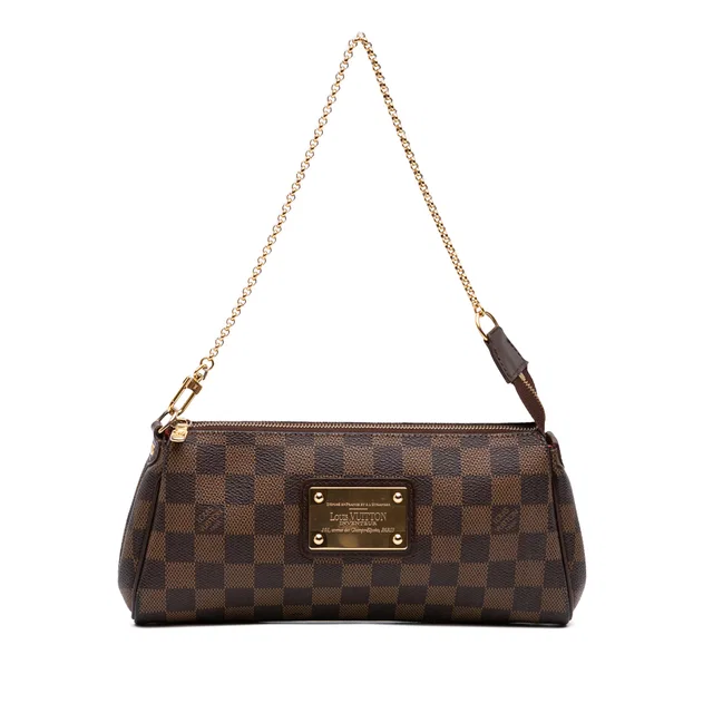 Brown Louis Vuitton Damier Ebene Eva Satchel in Brown Canvas from Designer Revival