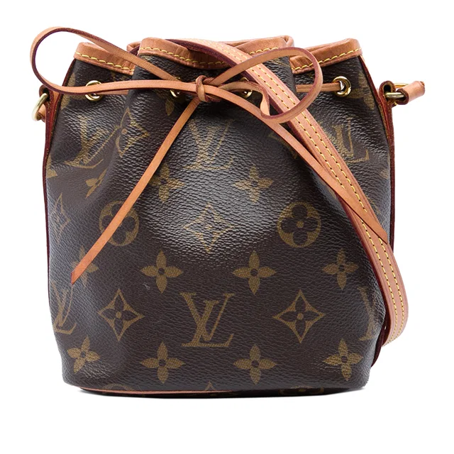 Brown Louis Vuitton Monogram Nano Noe Bucket Bag in Brown Coated canvas from Designer Revival