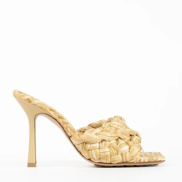 Bottega Veneta Beige Raffia Lido Sandals - Size 36 1/2 in Beige Raffia from Labellov