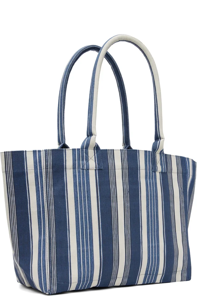 Isabel Marant Navy & White Yenky Zipped Tote, photo 3 of 4 from SSENSE