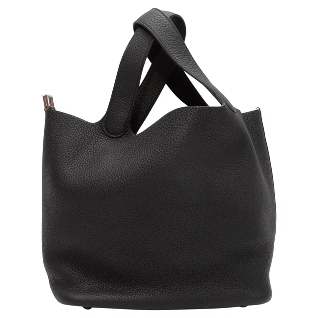 Black Hermes Picotin Togo Leather Tote in Black Togo leather from Designer Revival