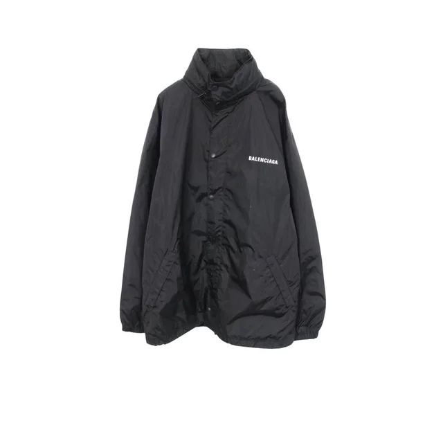 Balenciaga Logo Print Nylon Hooded Jacket in Nylon from LuxUness