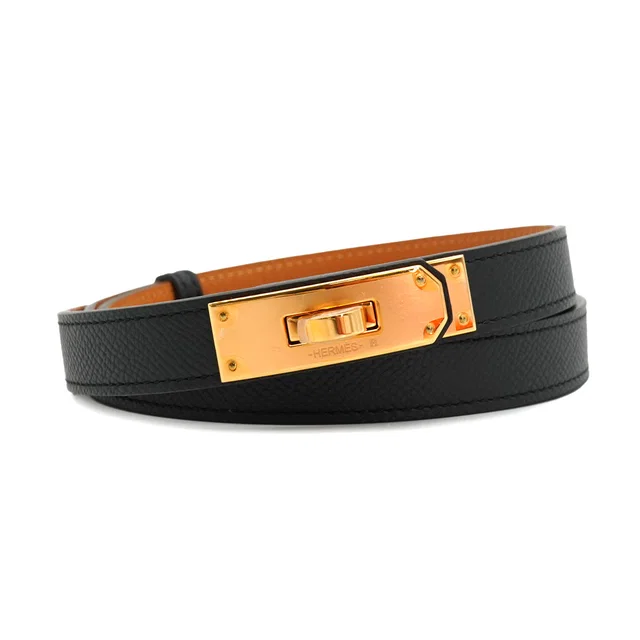 Hermès Kelly Belt 18 Black Veau Epsom 2023 B Stamp Rose Gold Hardware in Black Epsom leather from Luxury Promise