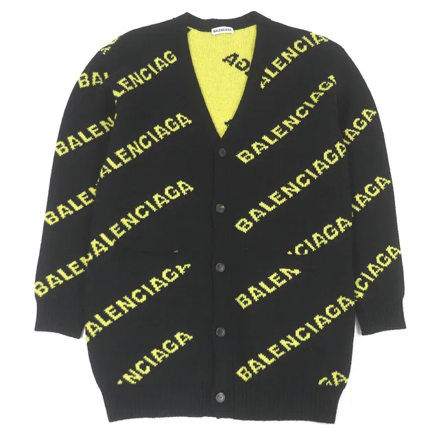 Balenciaga Jacquard logo wool cardigan in Wool from LuxUness