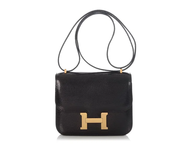 Hermès Black Lizard Constance 18 in Black Lizard from Ann's Fabulous Finds