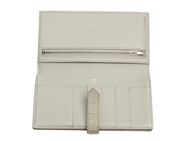 Hermès Béton Matte Alligator Béarn Wallet in Crocodile from Ann's Fabulous Finds, photo 8 of 10