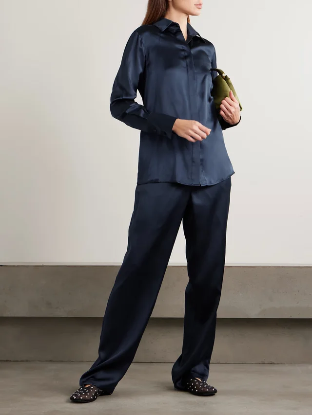 OLIVIA VON HALLE Bacall silk-satin pajama set in Blue, photo 2 of 2 from NET-A-PORTER (Canada)