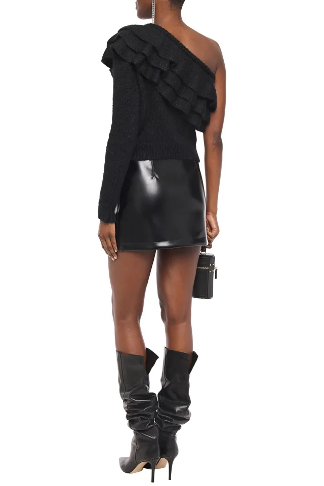 Philosophy di Lorenzo Serafini One-Shoulder Tiered Ruffled Knitted Sweater in Black, photo 3 of 4 from THE OUTNET