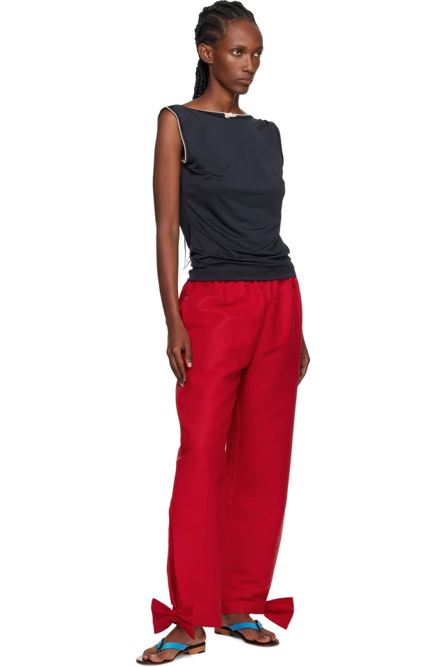 Caro Editions Red Coco With Bows Trousers, photo 4 of 4 from SSENSE