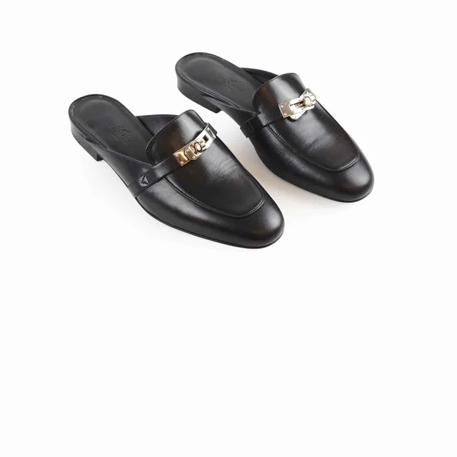 Hermès Oz Mules Noir Size 36 in Black Leather from The Purse Affair