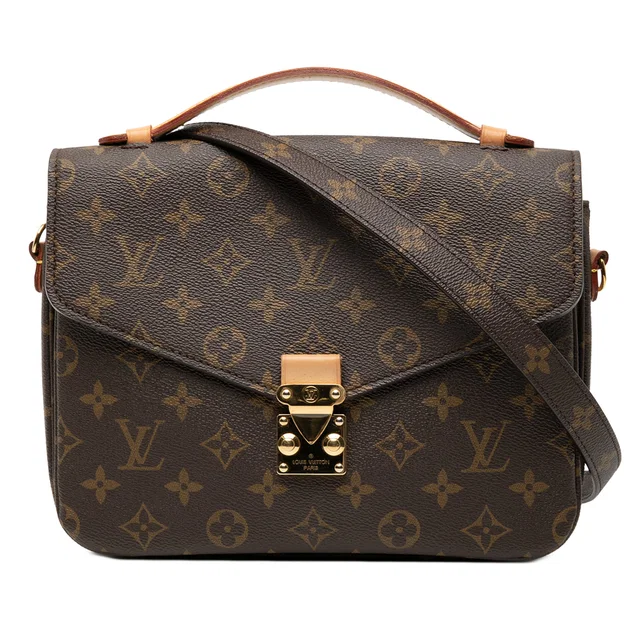 Brown Louis Vuitton Monogram Pochette Metis Satchel in Brown Coated canvas from Designer Revival