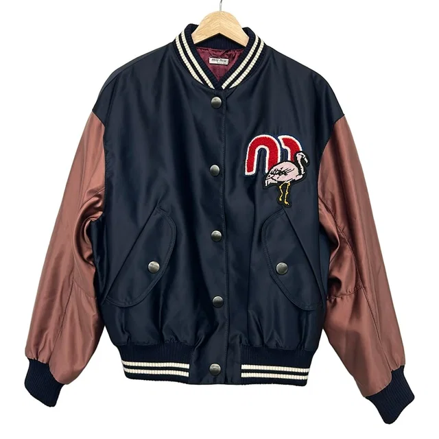 Miu Miu Jacket M Navy Pink Beige 42 in Beige from The Reluxe