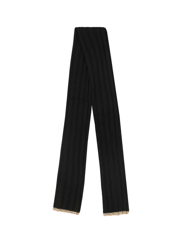 Brunello Cucinelli Scarf — Black Cashmere (capra Hircus) Scarfs in Black Cashmere from HEWI
