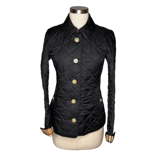 Burberry Frankby 18 Black Quilted Nova Check Lining Jacket Women's Size Xs in black|brown|red from Poshmark