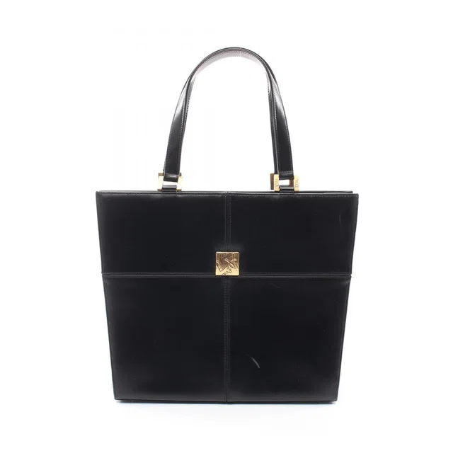 Tote Bag YSL Logo Black Leather YSL Plate in Black Leather from The Reluxe