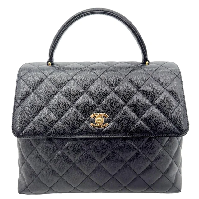 Chanel Kelly Flap Small Quilted Caviar Leather Tote Bag Black in Black Caviar leather from Dallas Designer Handbags