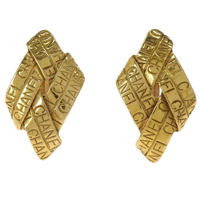 Chanel Rhombus Clip-On Earrings Gold 96P in Gold from AMORE Vintage Tokyo