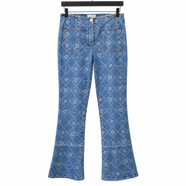 Chanel Monogram Blue Denim Jeans in Blue Denim from Clotheshorse Anonymous